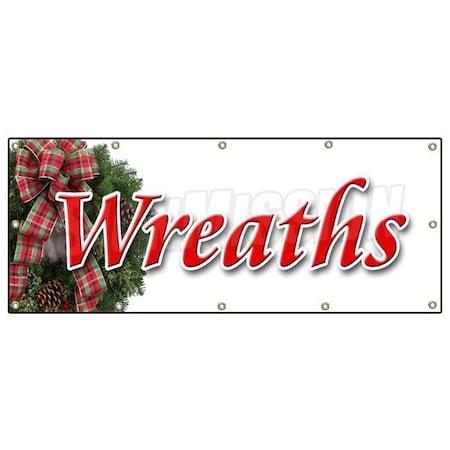Signmission WREATH BANNER SIGN WREATH BANNER SIGN christmas xmas x-mas trees B-120 Wreath